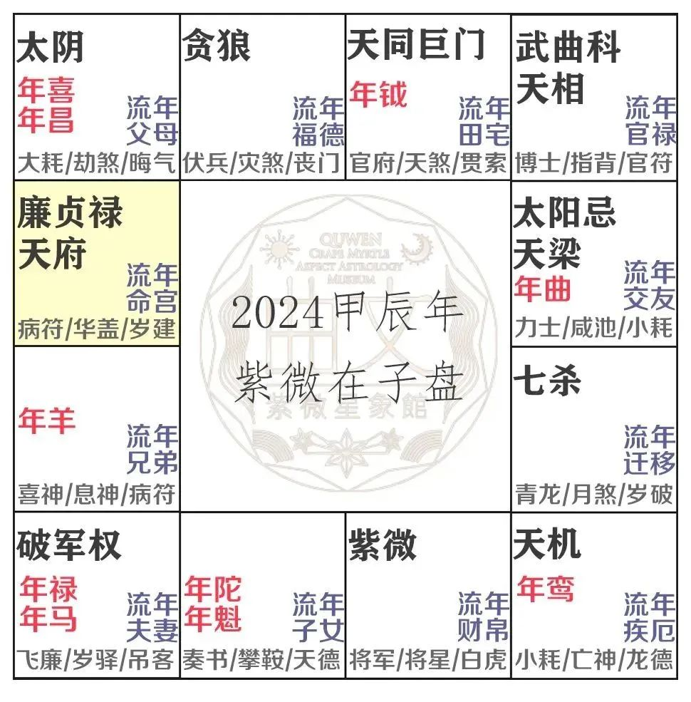 2024甲辰年紫微十二基本盘运势（子午基本盘）